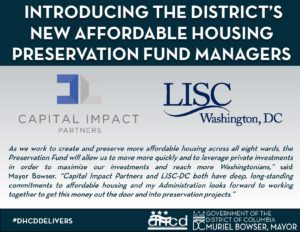 Announcement of fund managers for D.C.'s Affordable Housing Preservation Fund.